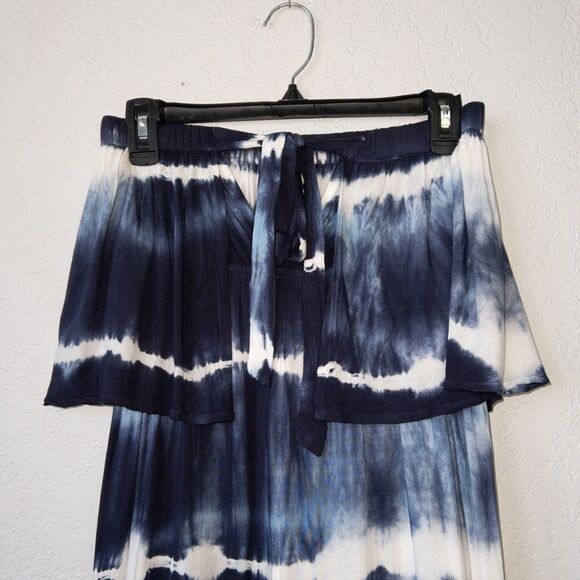 NWT Raviya Navy Tie Dye Strapless Maxi Swimsuit Cover Up Size Small - Picture 6 of 9